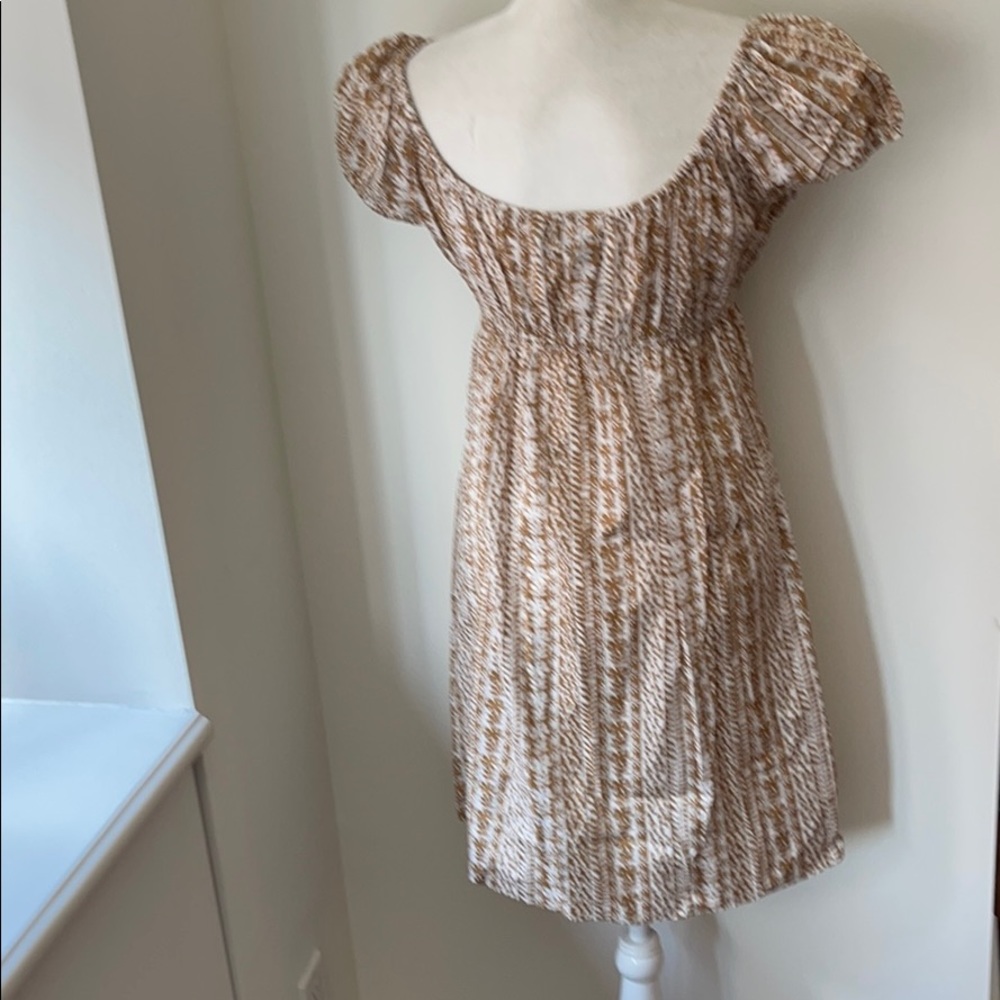 Trina Turk beige and white empire waist dress